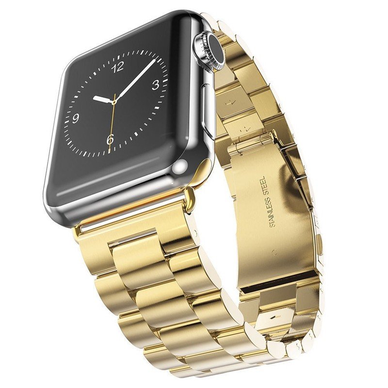 Bracelete Aço Stainless Lux + Ferramenta para Apple Watch Series 5 - 44mm - Ouro