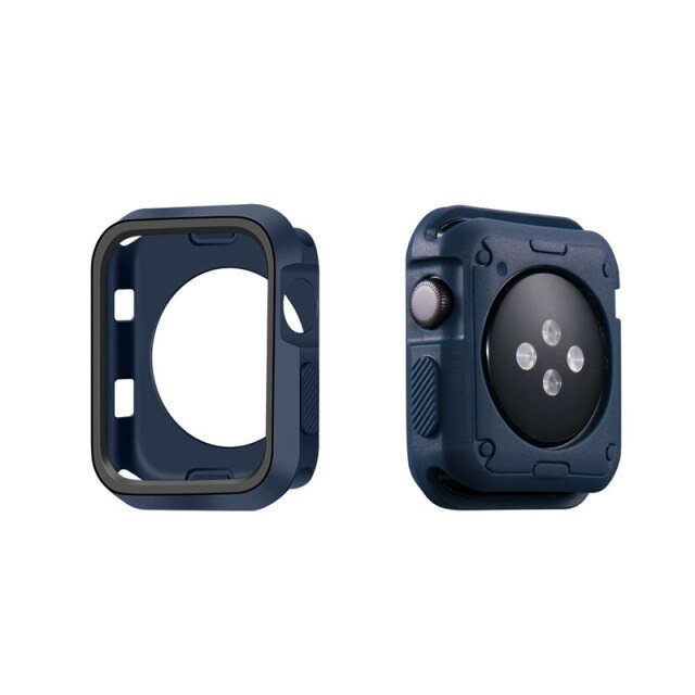 Capa Military Anti-Impacto DoubleColor para Apple Watch SE 3 - 44mm - Azul Escuro / Preto