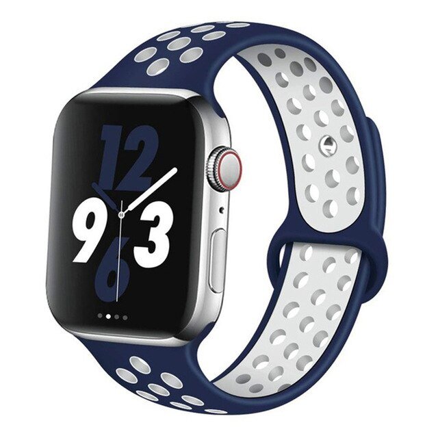 Bracelete Sportystyle PHONECARE Para Apple Watch Series 12 - 46mm - Azul Escuro / Branco