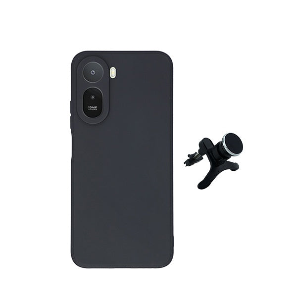 Kit Suporte Magnético Reforçado + Capa Silicone Líquido PHONECARE Para Xiaomi Redmi A7 Pro 4G - Preto