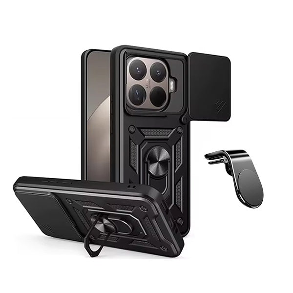 Kit Suporte L + Capa Magnetic Slide Window PHONECARE Para Xiaomi 15T Pro 5G - Preto