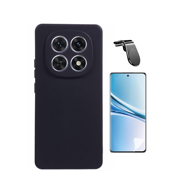 Kit Película Hydrogel Frente + Capa Silicone Líquido + Suporte L PHONECARE Para Xiaomi Redmi Note 15 4G - Preto