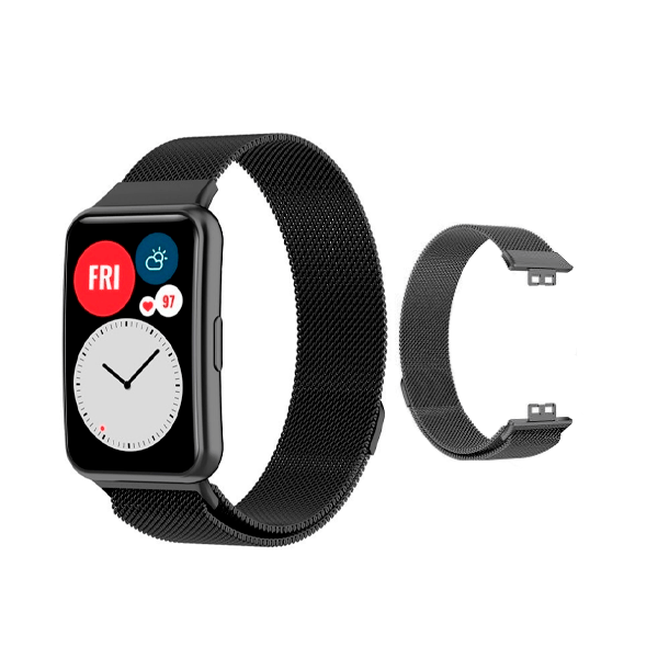 Bracelete Milanese Loop Fecho Magnético para Huawei Watch Fit mini - Preto