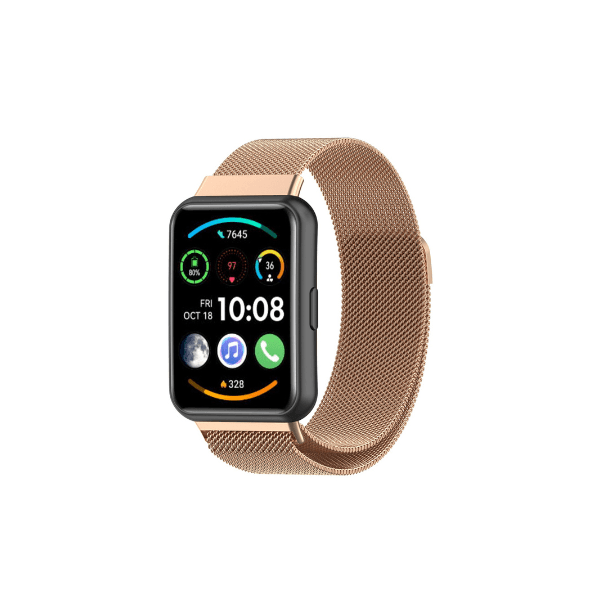Bracelete Milanese Loop Fecho Magnético para Huawei Watch Fit 2 Classic - Rosa ouro