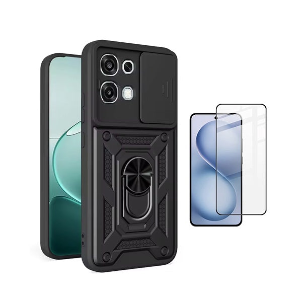 Kit Vidro + Capa Magnetic Slide Window PHONECARE Para Oppo A6 Pro 4G - Preto