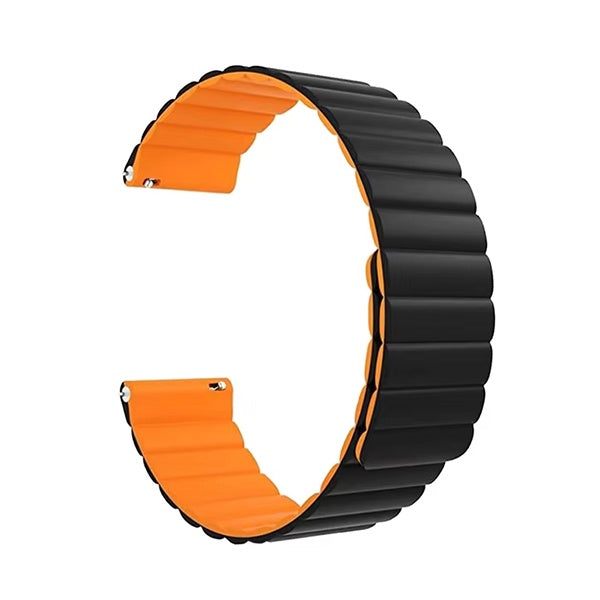 Bracelete MagneticWaveSilicon Para Garmin Forerunner 55 - Preto/Laranja