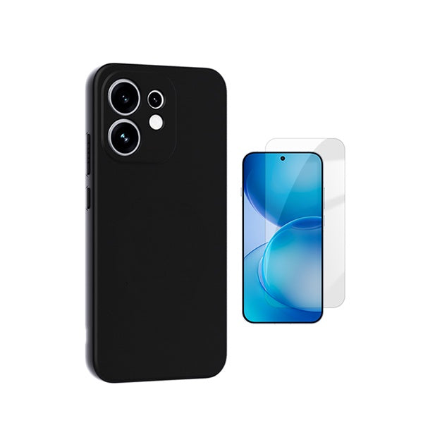 Kit Vidro Clearglass + Capa Silicone Líquido PHONECARE Para Oppo Reno16 - Preto