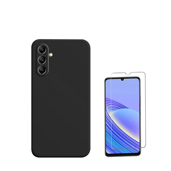 Kit Vidro Clearglass + Capa Silicone Líquido para Samsung Galaxy M15 5G - Preto