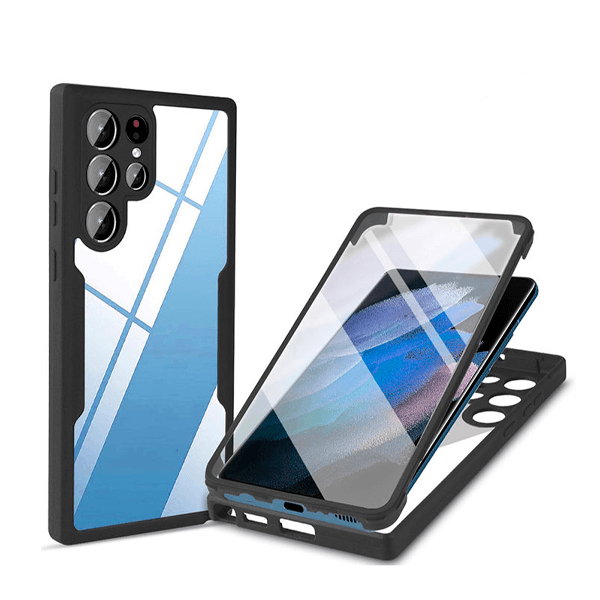 Capa Anti-Crash 360 Protection á Prova de Choque Frente e Verso para Samsung Galaxy S22 Ultra 5G - Preto
