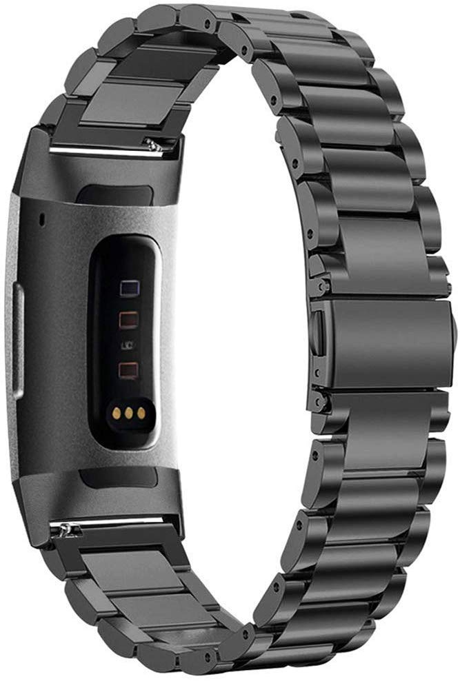 Bracelete Aço Stainless Lux + Ferramenta para Fitbit Charge 3 / Charge 3 SE - Preto