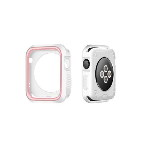 Capa Military Anti-Impacto DoubleColor para Apple Watch SE 3 - 44mm - Branco / Rosa