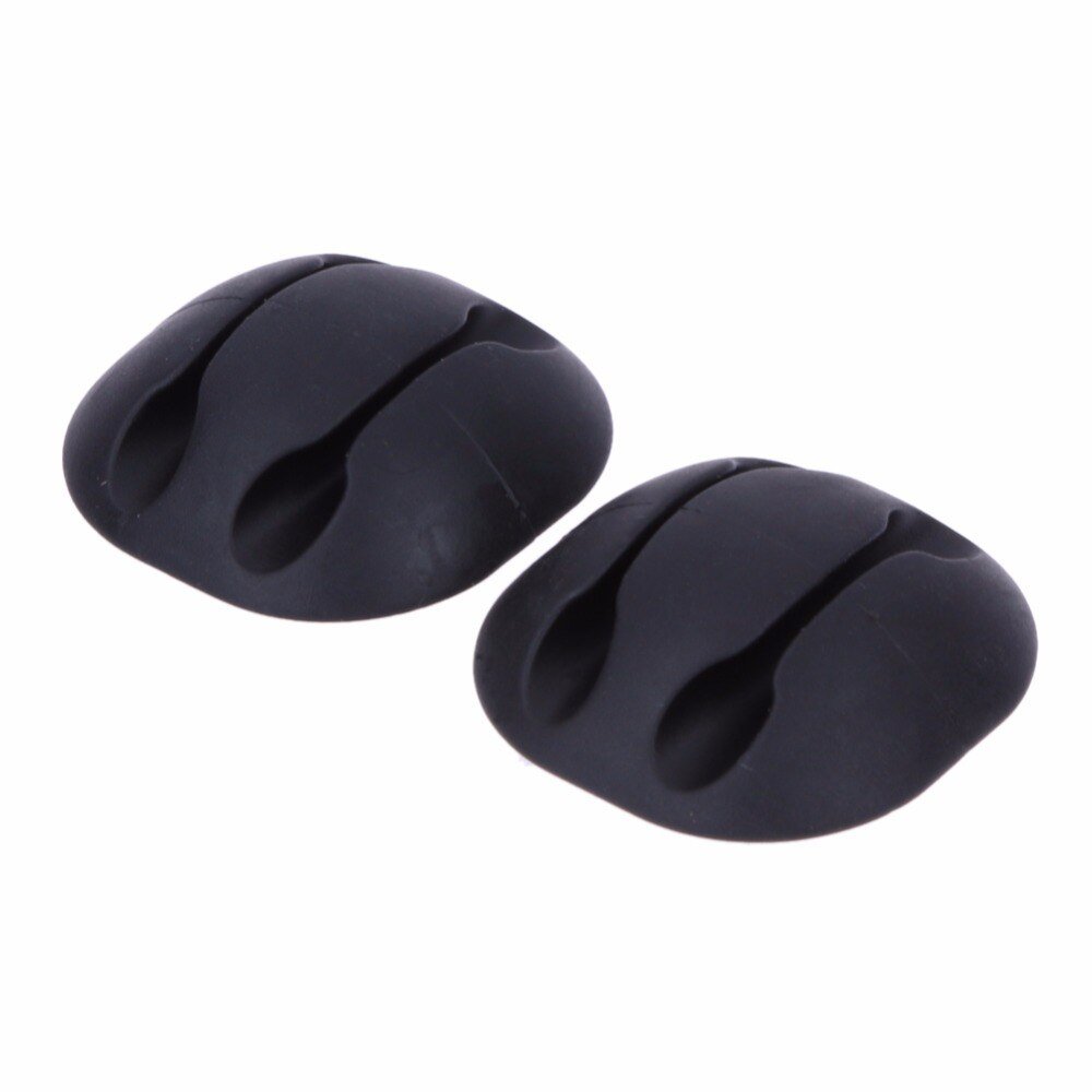Organizador de Cabos Duplo em Silicone - Preto