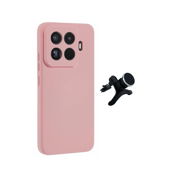 Kit Suporte Magnético Reforçado + Capa Silicone Líquido PHONECARE Para Xiaomi 15T Pro 5G - Rosa
