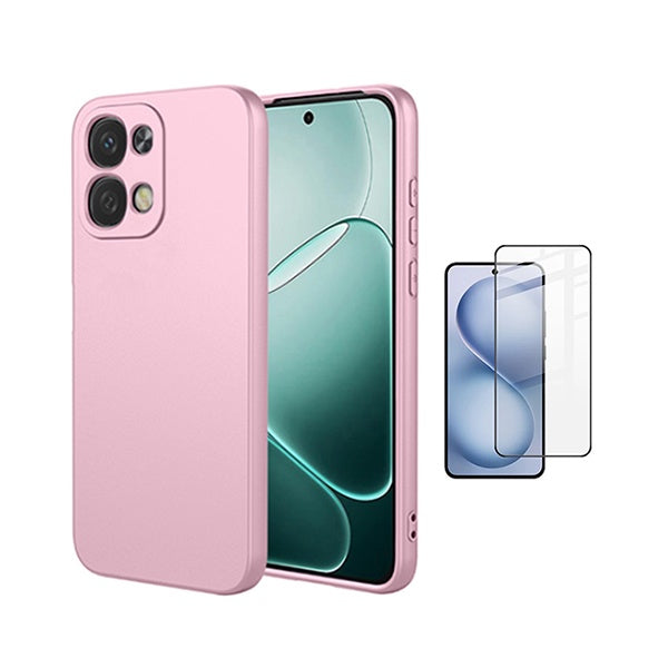 Kit Vidro Temperado + Capa Silicone Líquido PHONECARE Para Oppo A6 Pro - Rosa