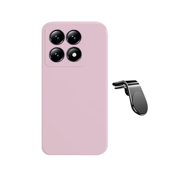 Kit Suporte L + Capa Silicone Líquido PHONECARE Para Xiaomi 15T 5G - Rosa