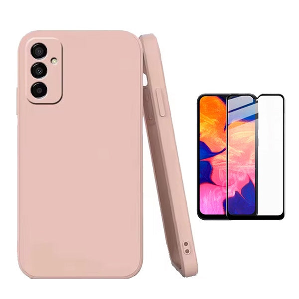 Kit Vidro Temperado + Capa Silicone Líquido Phonecare Para Samsung Galaxy M23 5G - Rosa