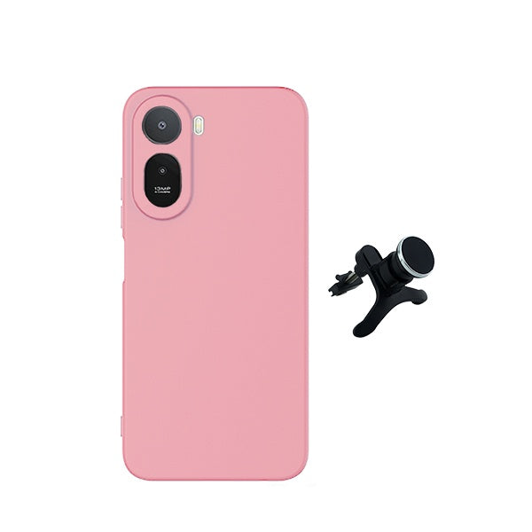 Kit Suporte Magnético Reforçado + Capa Silicone Líquido PHONECARE Para Xiaomi Redmi A7 Pro 4G - Rosa