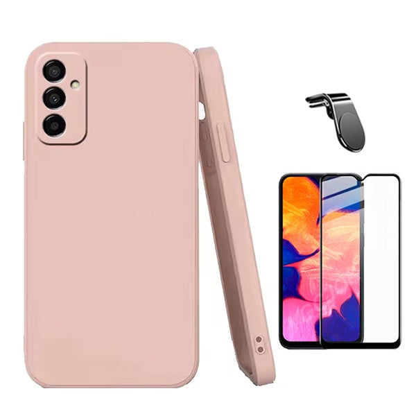 Kit Vidro Temperado + Capa Silicone Líquido + Suporte L Phonecare Para Samsung Galaxy M23 5G - Rosa