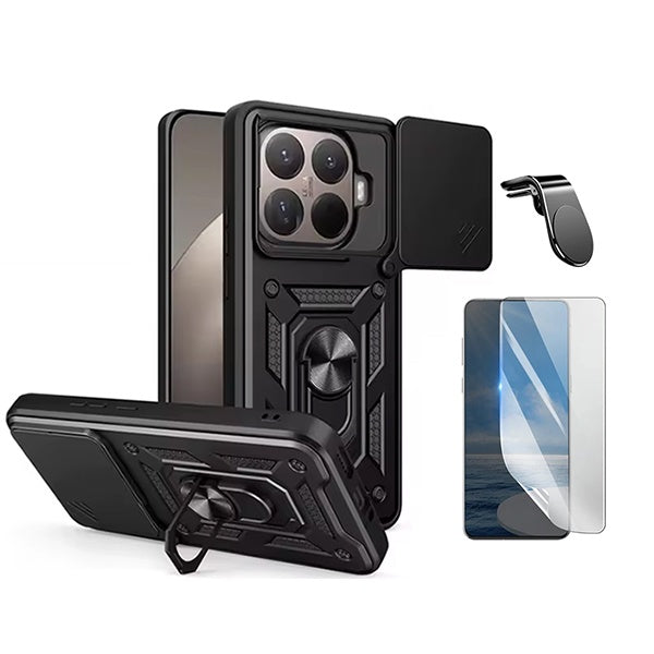 Kit Película Hydrogel Frente + Capa Magnetic Slide Window + Suporte L PHONECARE Para Xiaomi 15T Pro 5G - Preto