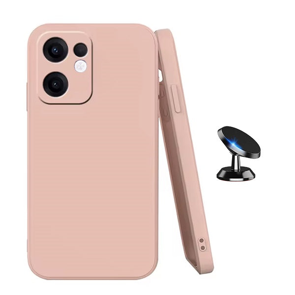 Kit Suporte Magnético + Capa Silicone Líquido PHONECARE Para Oppo Reno13 F 4G - Rosa
