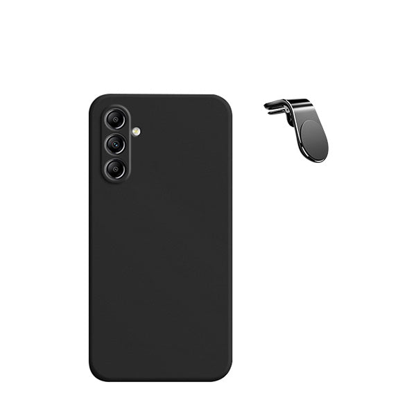Kit Suporte Magnético L Safe Driving Carro + Capa Silicone Líquido para Samsung Galaxy A25 5G - Preto