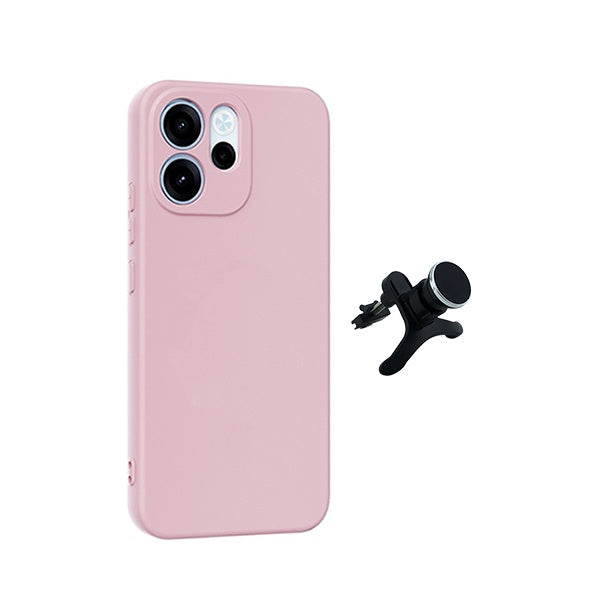 Kit Suporte Magnético Reforçado + Capa Silicone Líquido PHONECARE Para Oppo Reno15 F - Rosa