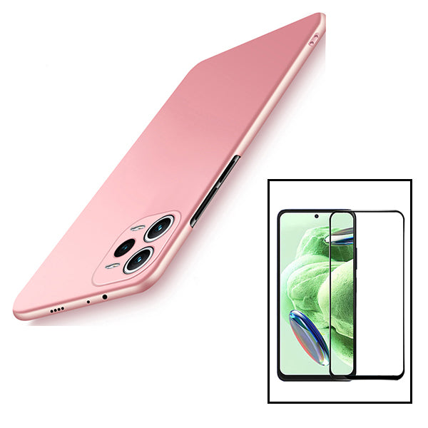 Kit Vidro Premium Full Cover + Capa SlimShield para Xiaomi Redmi Note 12 Pro - Rosa