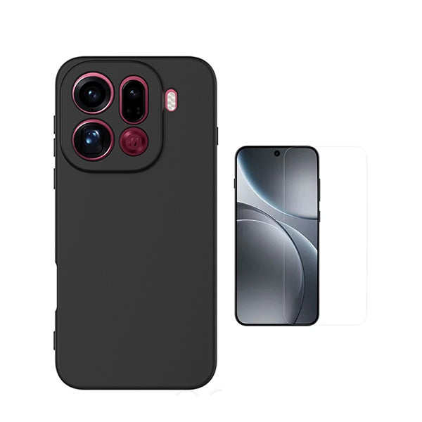 Kit Vidro Clearglass + Capa Silicone Líquido PHONECARE Para Oppo Find X9 Pro - Preto