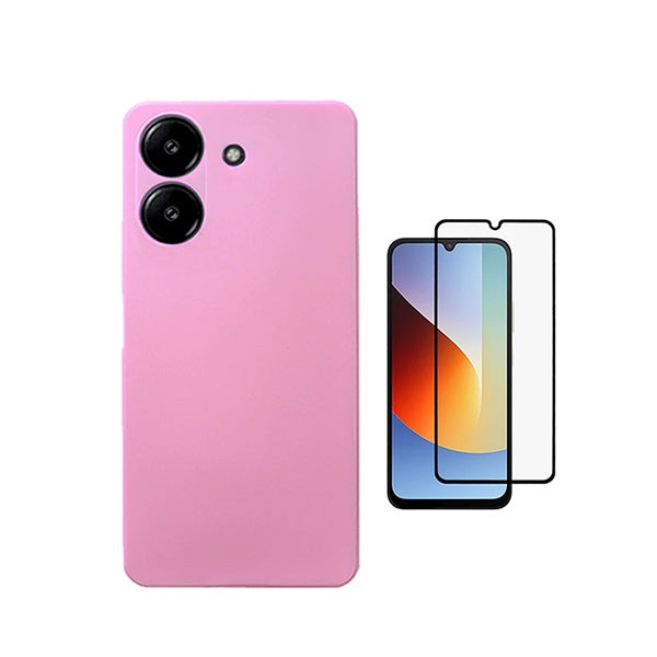 Kit Vidro Temperado + Capa Silicone Líquido PHONECARE Para Xiaomi Redmi A7 4G - Rosa
