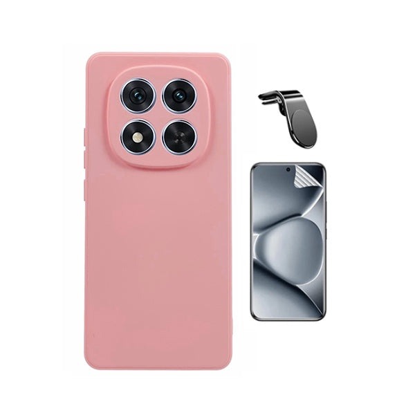Kit Película Hydrogel Frente + Capa Silicone Líquido + Suporte L PHONECARE Para Xiaomi Poco M8 Pro 5G - Rosa