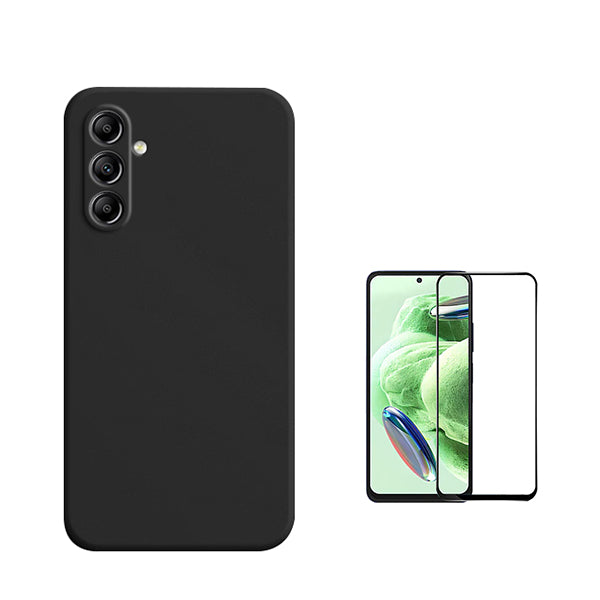 Kit Vidro Premium Full Cover + Capa Silicone Líquido para Samsung Galaxy S23 FE - Preto