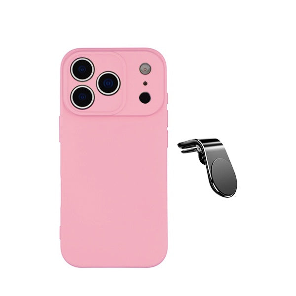 Kit Suporte L + Capa Silicone Líquido PHONECARE Para Apple iPhone 18 Pro - Rosa