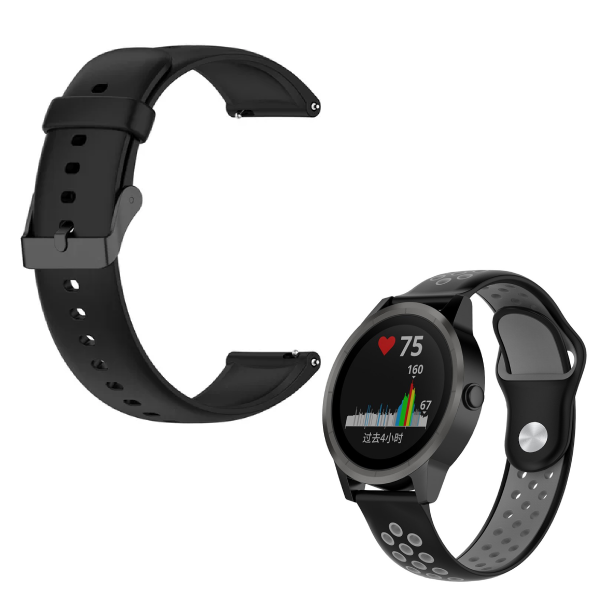 Kit Bracelete SmoothSilicone Com Fivela + SportyStyle Para Samsung Galaxy Watch6 Classic - 47mm - Preto / Preto Cinza