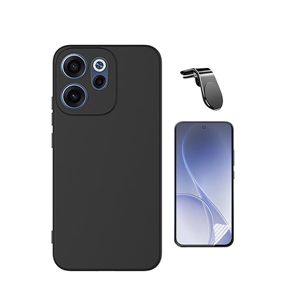 Kit Película Hydrogel Frente + Capa Silicone Líquido + Suporte L PHONECARE Para Oppo Reno15 FS - Preto