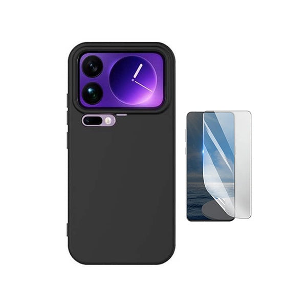 Kit Película Hydrogel Frente + Capa Silicone Líquido PHONECARE Para Xiaomi 17 Pro 5G - Preto