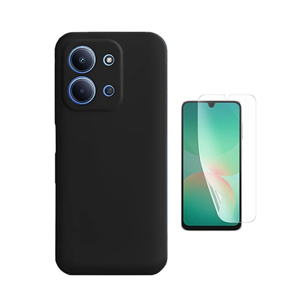 Kit Película Hydrogel Frente + Capa Silicone Líquido PHONECARE Para Xiaomi Poco C85 - Preto