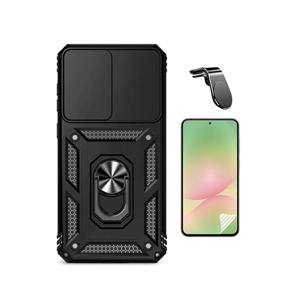 Kit Película Hydrogel Frente + Capa Magnetic Slide Window + Suporte L PHONECARE Para Samsung Galaxy A57 5G - Preto