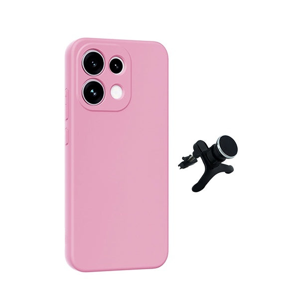 Kit Suporte Magnético Reforçado + Capa Silicone Líquido PHONECARE Para Oppo Reno16 FS 5G - Rosa
