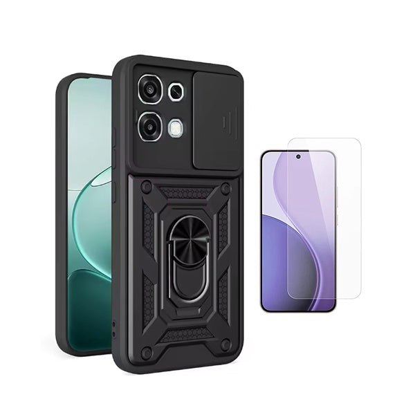 Kit Vidro Clearglass + Capa Magnetic Slide Window PHONECARE Para Oppo A6 Pro 4G - Preto