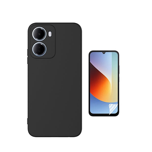 Kit Película Hydrogel Frente + Capa Silicone Líquido PHONECARE Para Xiaomi Redmi 15a - Preto