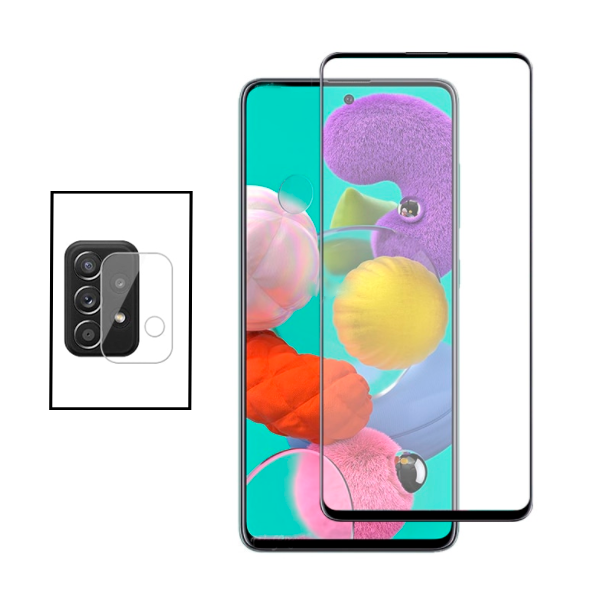 Kit Película de Camara Traseira + Vidro Premium Full Cover para Samsung Galaxy A52s 5G