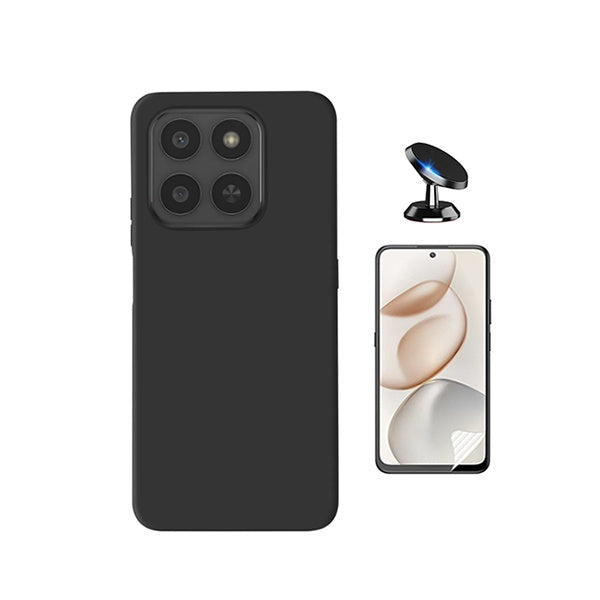 Kit Película Hydrogel Frente + Capa Silicone Líquido + Suporte Magnético PHONECARE Para Honor 400 Smart - Preto