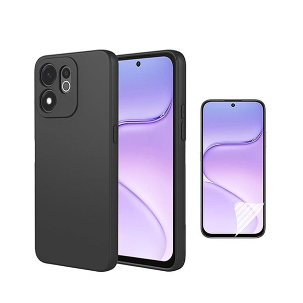 Kit Película Hydrogel Frente + Capa Silicone Líquido PHONECARE Para Honor 600 Smart - Preto