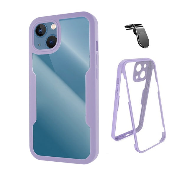 Kit Capa Anti-Crash 360 Protection + Suporte Magnético L Phonecare Para Apple iPhone 13 Mini - Roxo