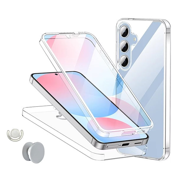 Kit Capa 360° Impact Protection + 1 Gripholder + 1 Suporte PHONECARE Para Samsung Galaxy S26 + Plus - Transparente/Branco