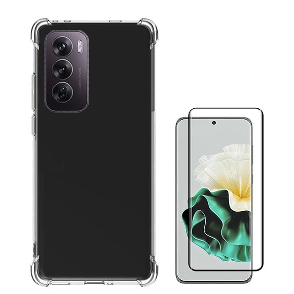 Kit Capa Superprotect Anti-Shock + Vidro Premium Full Cover para Oppo Reno12 - Transparente