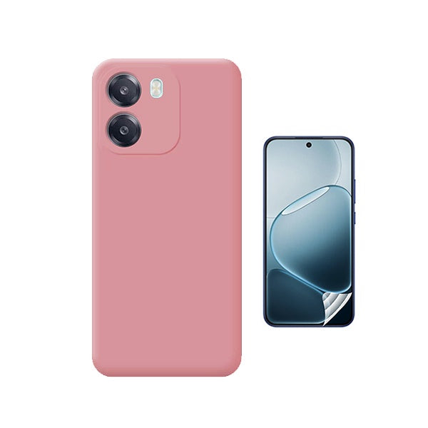 Kit Película Hydrogel Frente + Capa Silicone Líquido PHONECARE Para Oppo A6 - Rosa