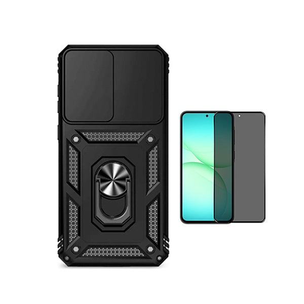 Kit Película Anti-Spy + Capa Magnetic Slide Window PHONECARE Para Samsung Galaxy A57 5G - Preto