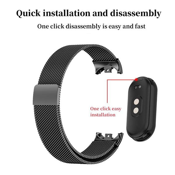 Bracelete Milanese Loop Fecho Magnético PHONECARE Para Xiaomi Smart Band 10 - Preto
