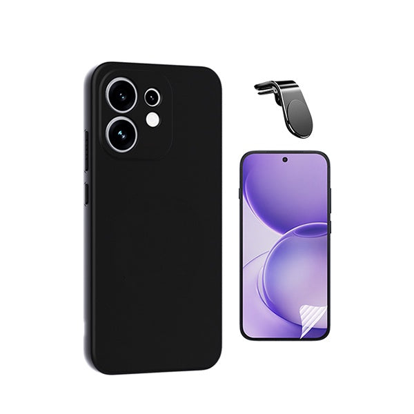 Kit Película Hydrogel Frente + Capa Silicone Líquido + Suporte L PHONECARE Para Oppo Reno16 - Preto